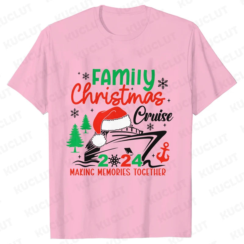 Funny Family Christmas Cruise 2024 T-Shirt Xmas Matching Family Cruising Outfits Party Squad Tshirt Harajuku Short Sleeve Tees