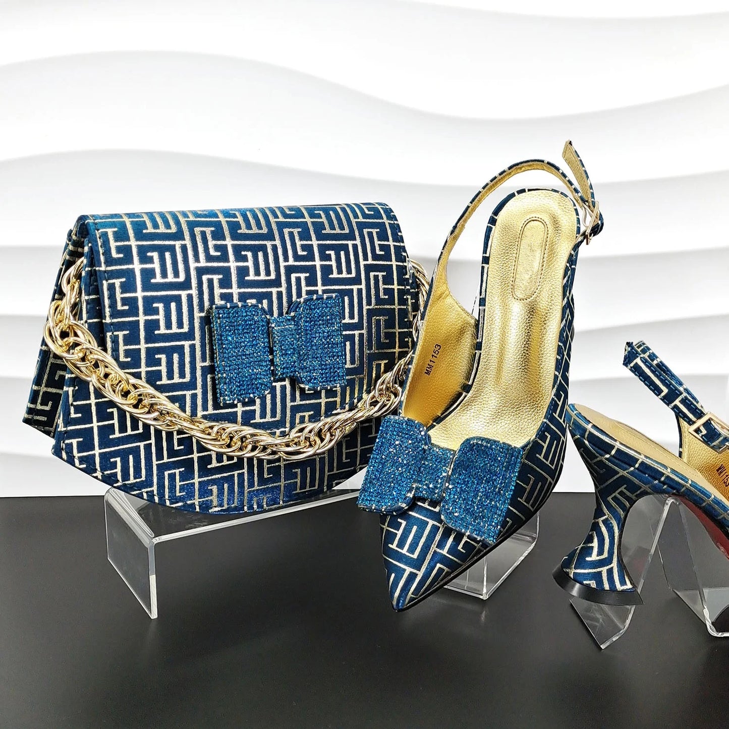 American Style Rhinestone Woman Shoes and Bags Set Latest Italian High Heels Sandals Shoes And Purse Set For Party