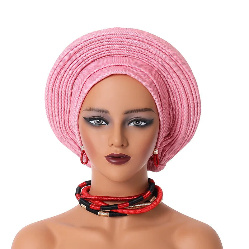 Maxy Gele Head tie Auto Gele Turban Head warp Already Made African Turban Cap Party Women Muslim Hijab Headscarf Bonnet Hat