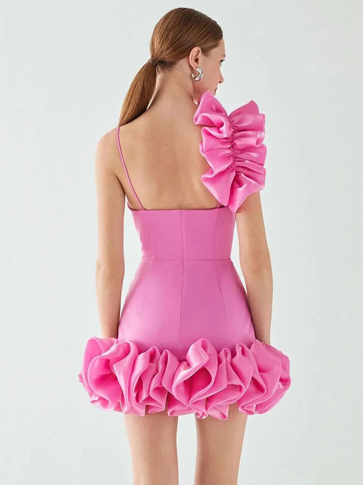Maxy Pink Prom Dresses Autumn Luxury dress Birthday Party Outfits Wedding Guest Elegant Gowns Sexy One Shoulder Evening Gown