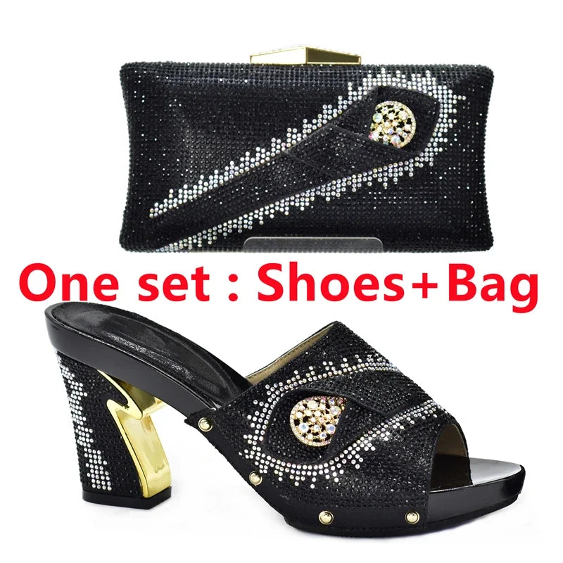 Max New African Shoes and Bag Set for Party M Shoe Maxy and Bag Set for Party In Women Summer High Heeled Shoes for Women