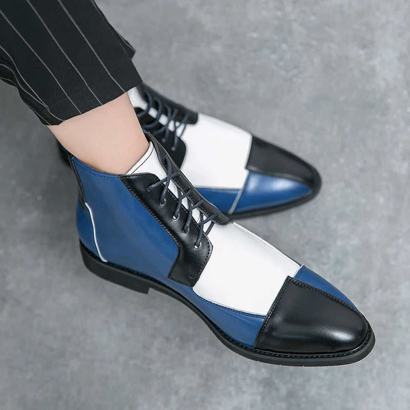 Amay Italian Style Chelsea Boots Mens Mid Calf Dress Shoes Business Formal Ankle Boots Male Winter Spring Split Leather Casual Shoes