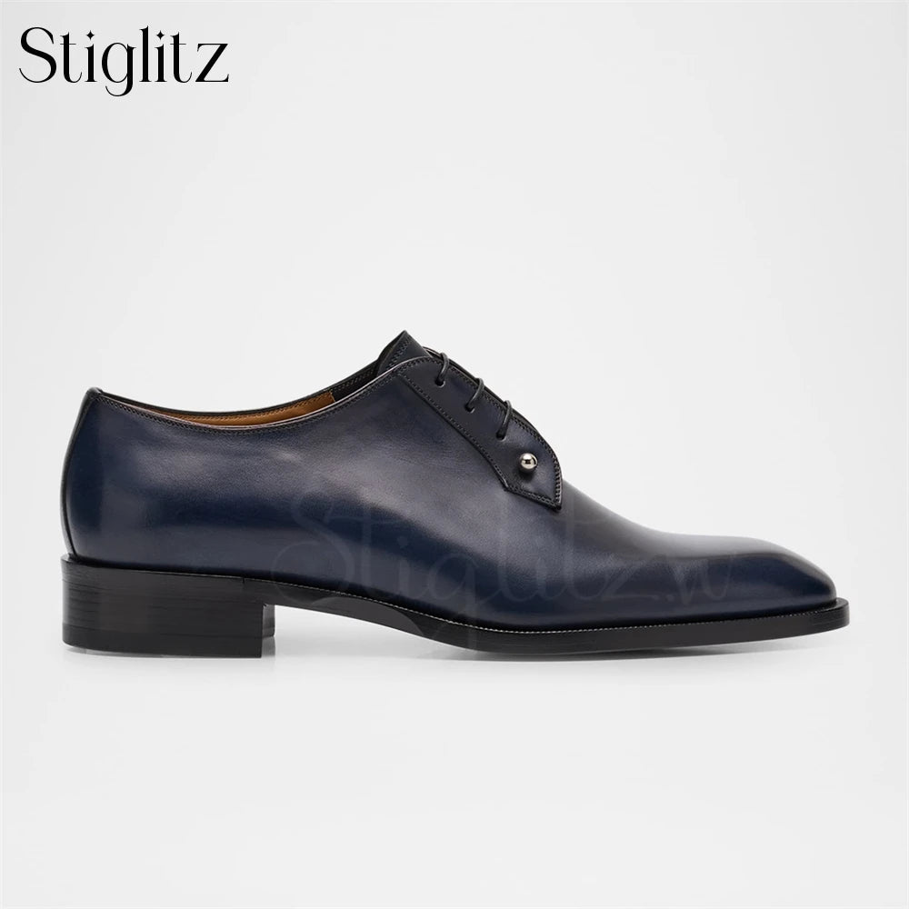 Visco Embellished Croc-Effect Leather Derby Shoes Metallic Fastener Loafers Luxury Designer Style Handmade Men's Shoes Latest Arrivals