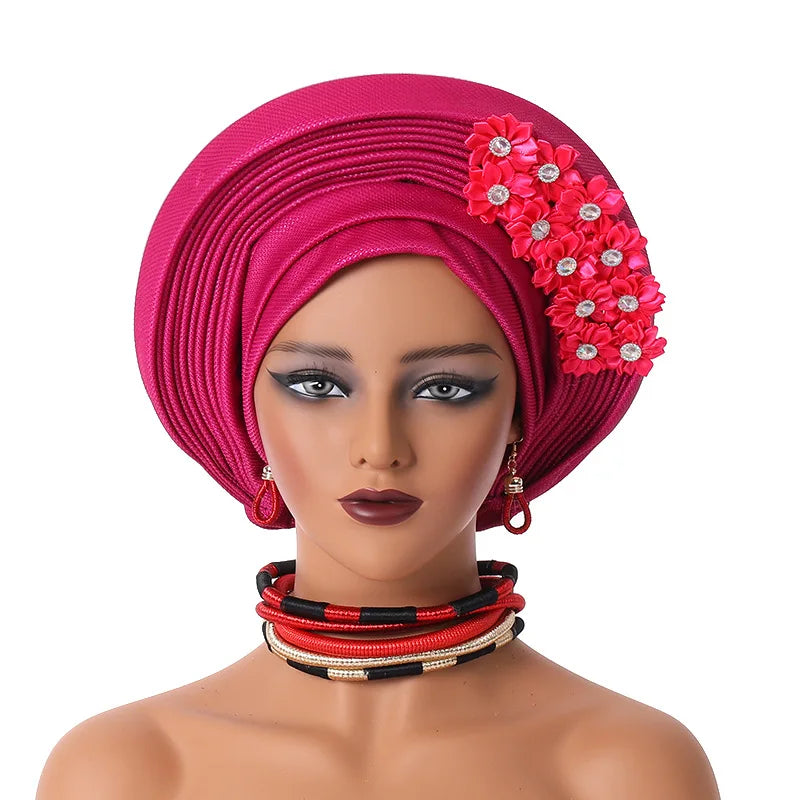 Maxy Gele Head tie Auto Gele Turban Head warp Already Made African Turban Cap Party Women Muslim Hijab Headscarf Bonnet Hat