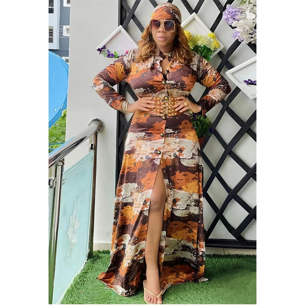 Maxy Plus Size African Party Long Dress for Satin Wome New Dashiki Ankara Print Evening Gown Turkey Outfit Robe Africa Clothing