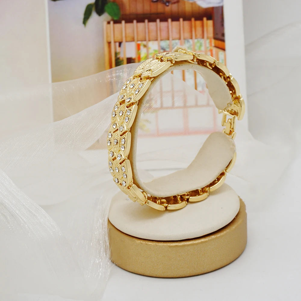 Maxy Luxury African Saudi Gold Color Jewelry Set Necklace Earrings Bracelets  Rings Sets  Wear  Banquets  Pairing Gifts
