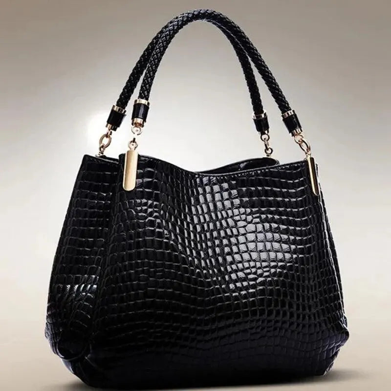 Maxy Women's Bag Large Capacity Tote Daily Commute Women's Shoulder Bag Crocodile Print Bright Face Handbag Shopping