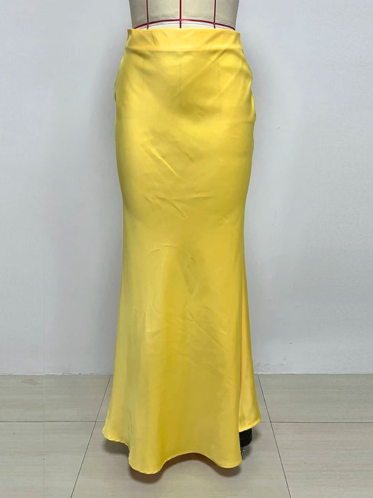 2026 Yellow Two-Piece Evening Gown for Women High Neck Gold Textured Crop Top & Bandage Maxi Skirt Wedding Guest Prom Dress