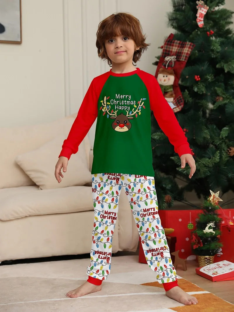 Maxy 2024 Christmas Matching Family Pajamas Set Xmas Dear Print Pjs Adult Child Clothing Outfit set Baby Jumpsuit Dog Clothes