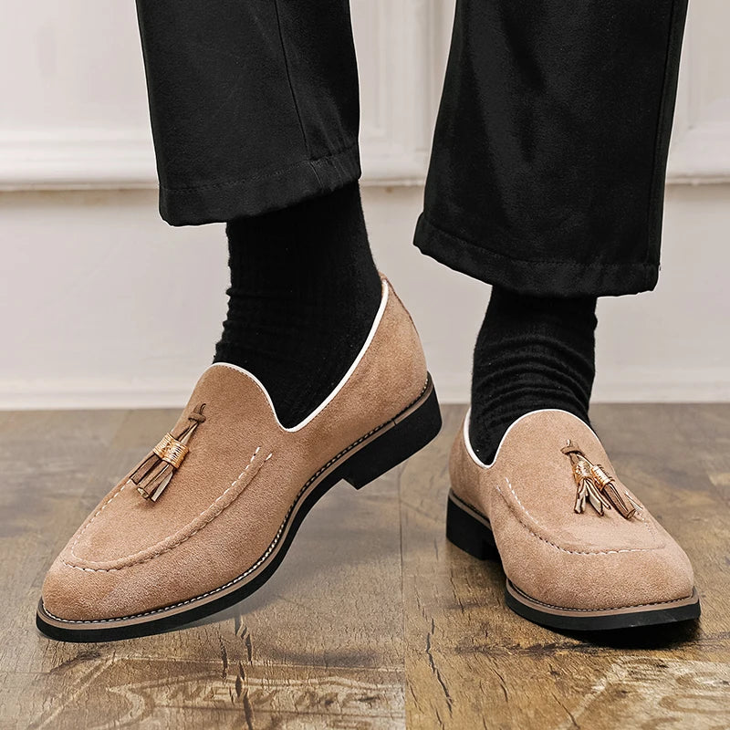 Visco Four Seasons Businessmen Fringed Shoes Men One-foot Casual Comfortable Breathable High-quality Loafers Social Shoes Sizes 38-47