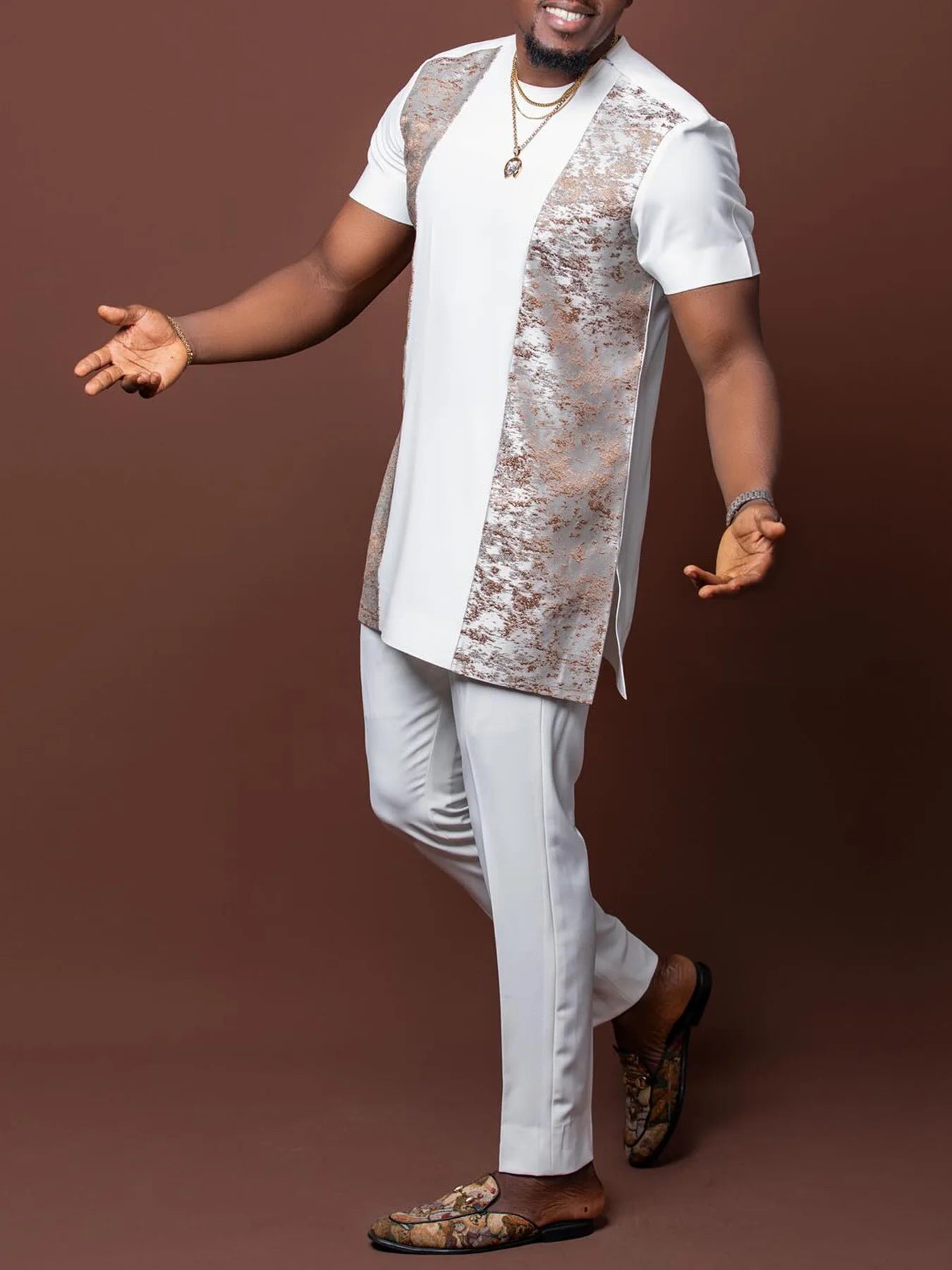 Amay Men Traditional Summer Outfit New in Sportswear Tracksuit Printed T-Shirts Clothes Set Fashion Sports Pant Clothing Suit