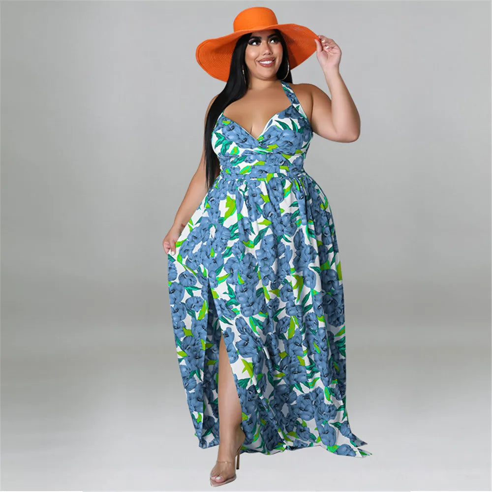 Wmstar Plus Size Dresses for Women Clothing Summer Holiday Bandage Open Back Elegant Beach New Maxi Dress Wholesale Dropshipping