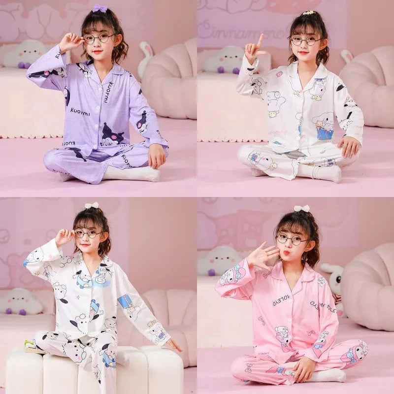 Maxy Kids Pajamas Children Casual Spring Home Long Sleeve Set Girl Nightwear Pants