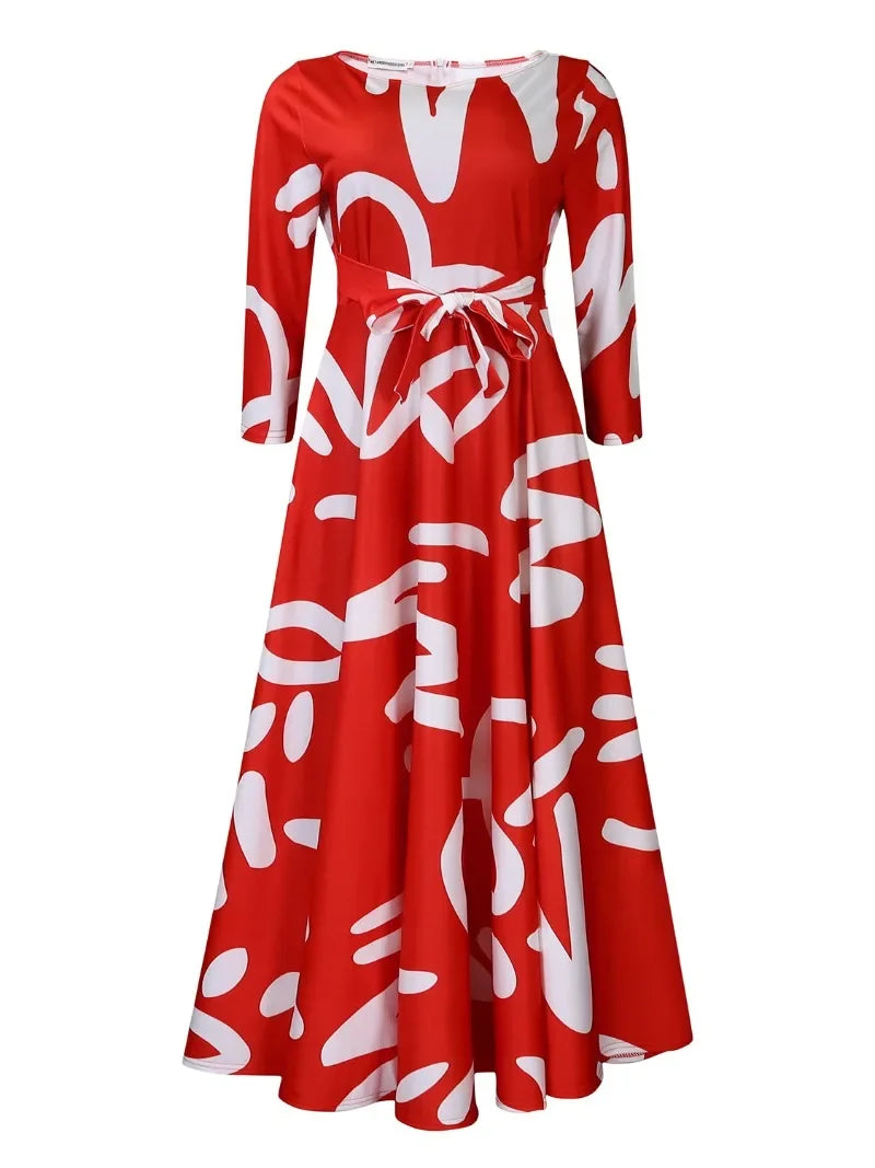 Maxy S-3XL African Party Dresses for Women Dashiki Ankara Evening Gown Elegant Spring Fashion African 3/4 Sleeve Long Dress