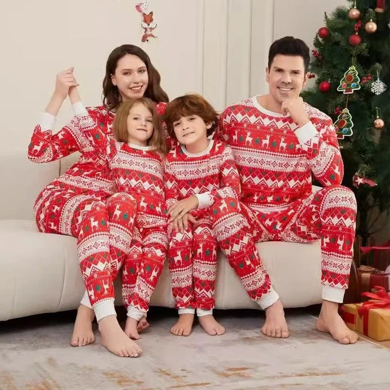 Maxy 2024 Christmas Family Matching Outfits Father Mother Children Pajamas Sets Daddy Mommy and Me Xmas Pj's Clothes Tops+Pants