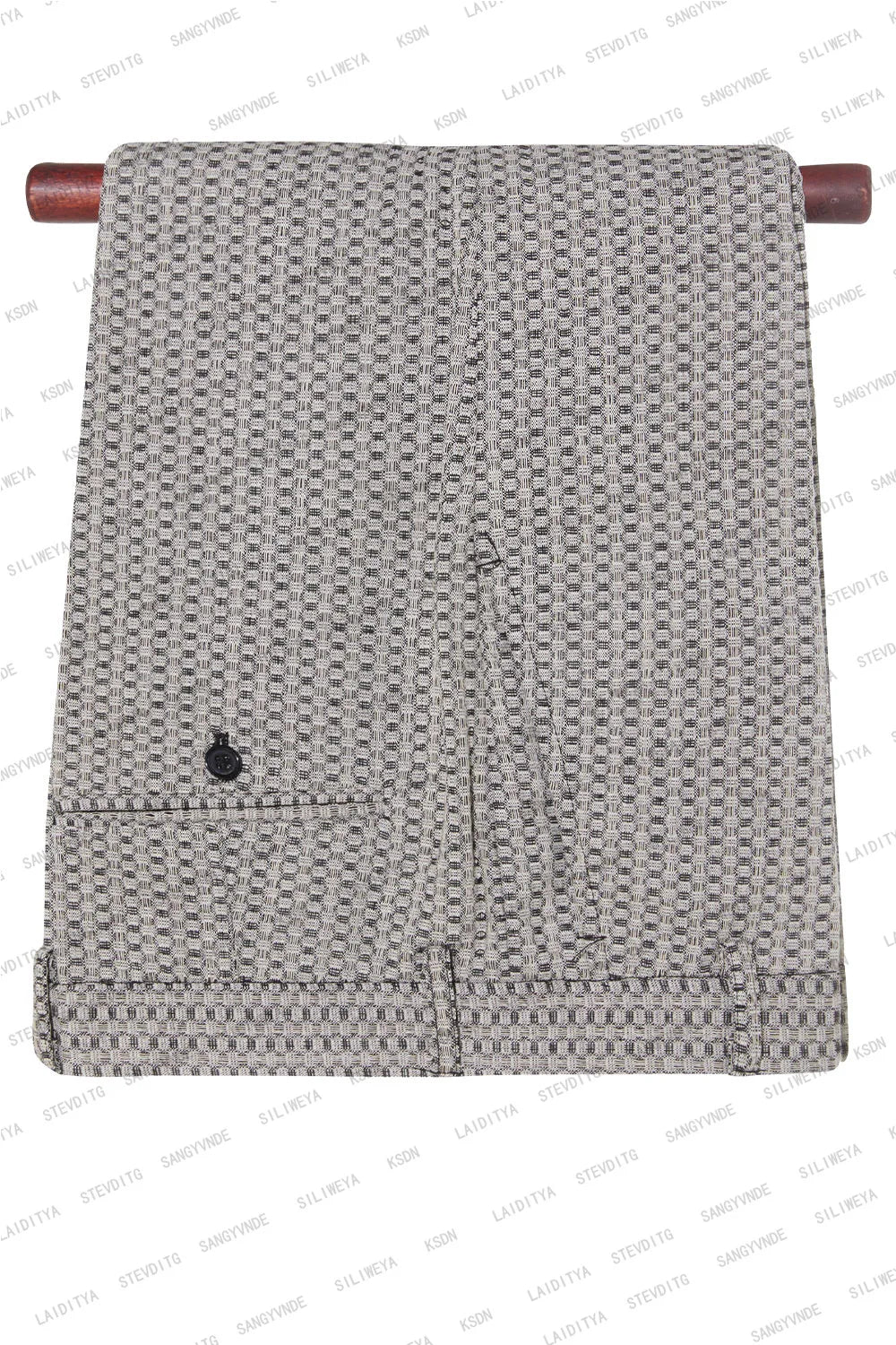 Maxy Fashion New Men's Business Double Breasted Suit Khaki Black Velvet Lapel Polka Dots Slim Fit Wedding 2 Pcs Set Jacket Pants