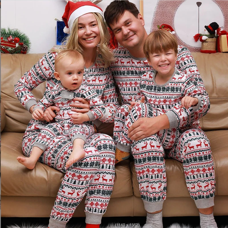 Christmas Family Matching Pajamas Outfits Set Print Adult Dad Father Mother Kids Sleepwear Baby Boy Girl Clothes