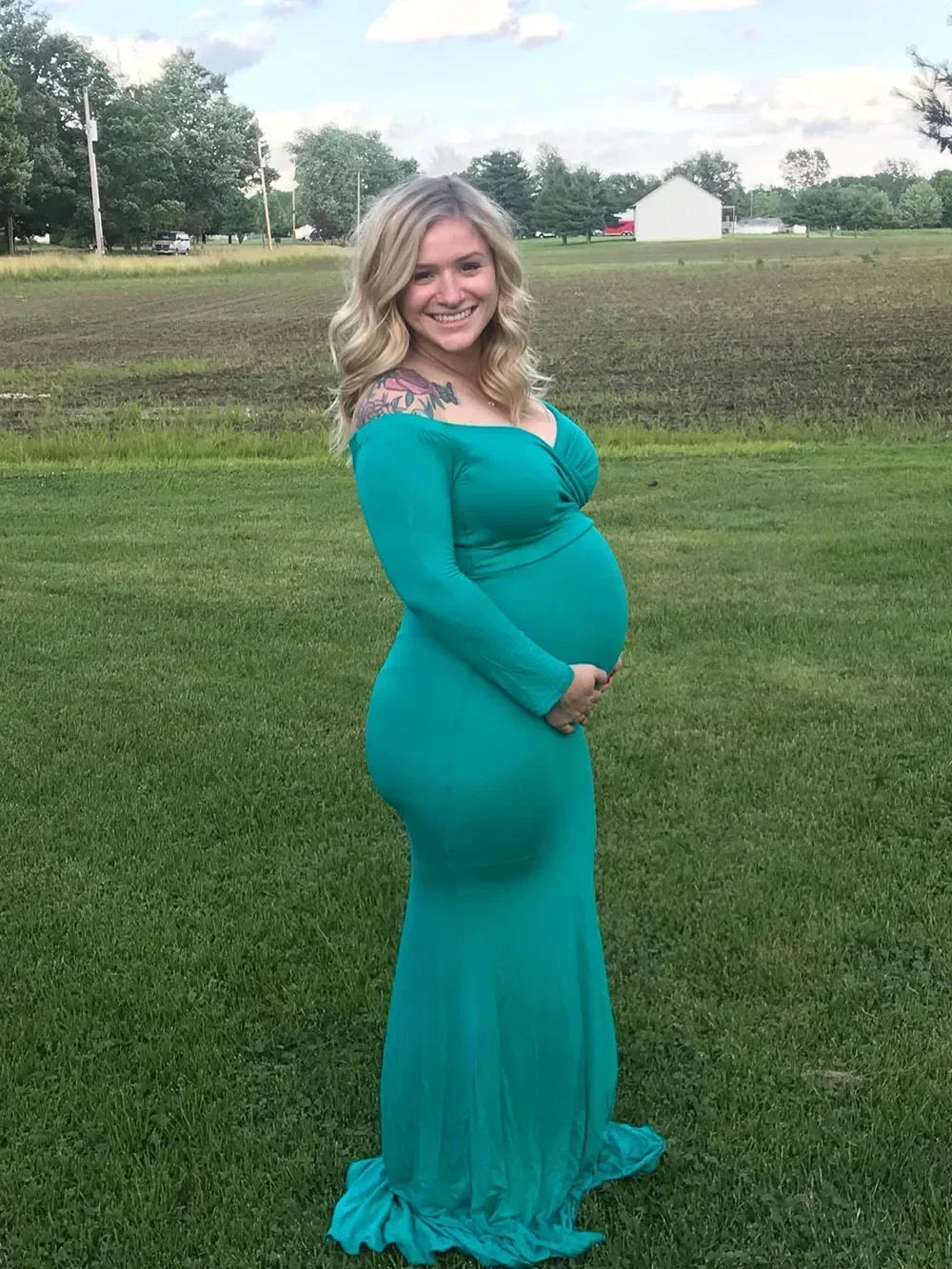Maxy Long Sleeve Maternity Dress for Photography Props Elegant Pregnancy Clothes Pregnancy Dress Pregnant Photo Shoot Clothing