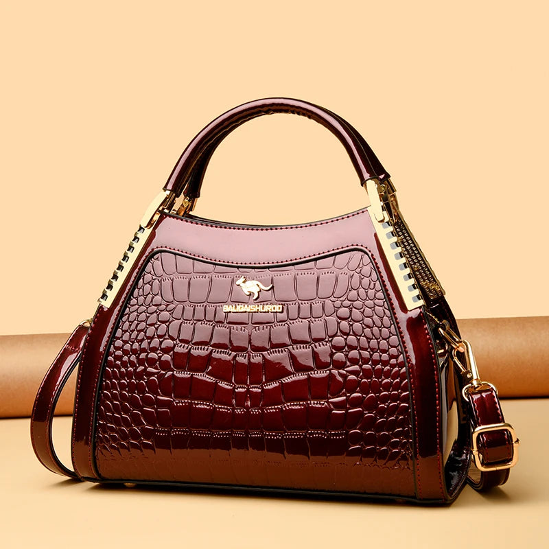 Maxy High Quality Patent Leather Three Layers Women Shoulder Bags Luxury Designer Messenger Casual Tote Bag Large Capacity Hand bags