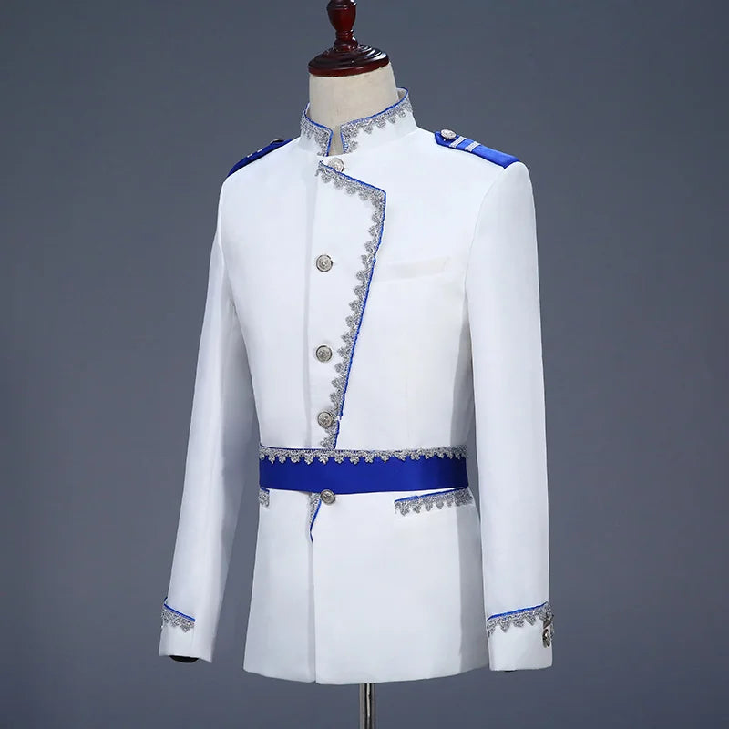 Visco Men Suit Set White Prince Wedding Suit Elegant Uniform Castle Men's Jacket