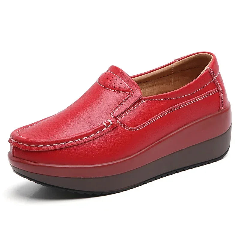 Maxy Spring Women's Loafers Comfortable Female Vulcanized Shoes Wedge Orthopedic Slip-on Platform Shoes for Women