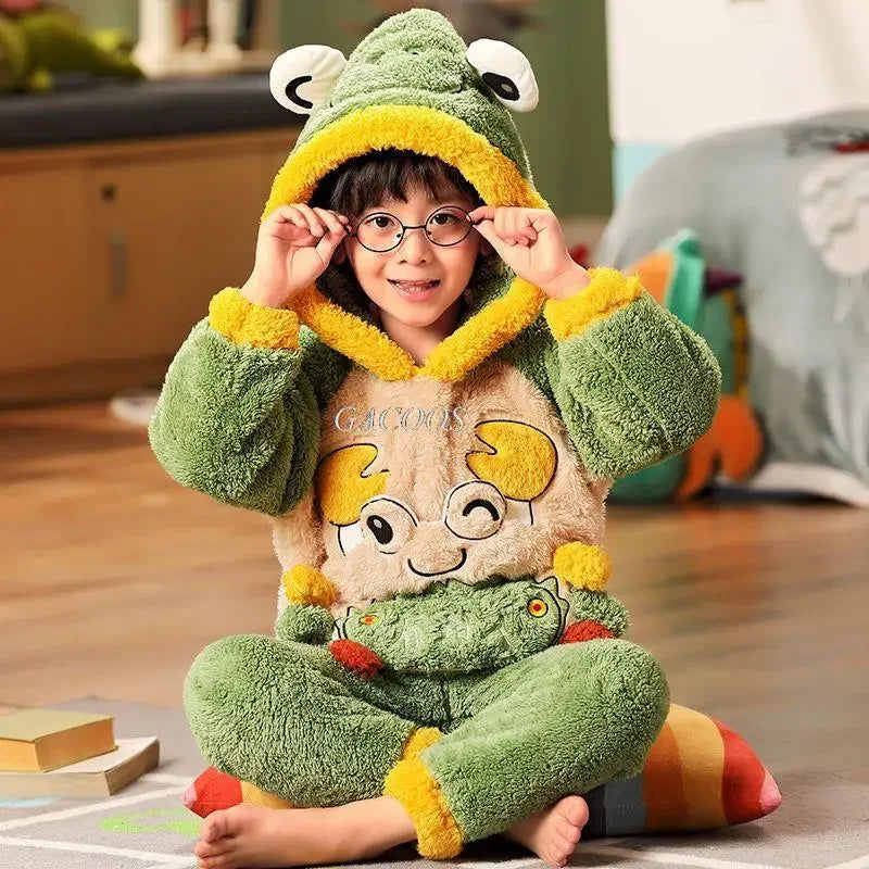 New 2024 Kids Boys Girls Pajamas Cartoon Long Sleeve Cute Warm Tops with Pants Toddler Baby Autumn Winter Sleeping Clothes Sets