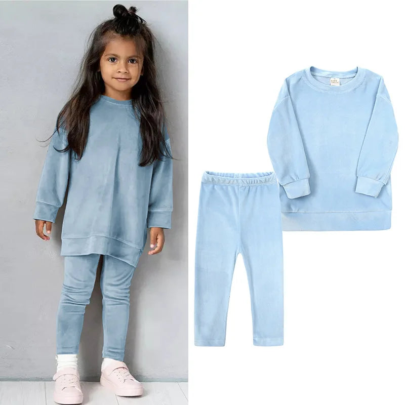 Maxy Spring Autumn Kids Velour Clothing Sets Girls Outfits Boys Sweatshirt Pants Tracksuit Suits Children Clothes