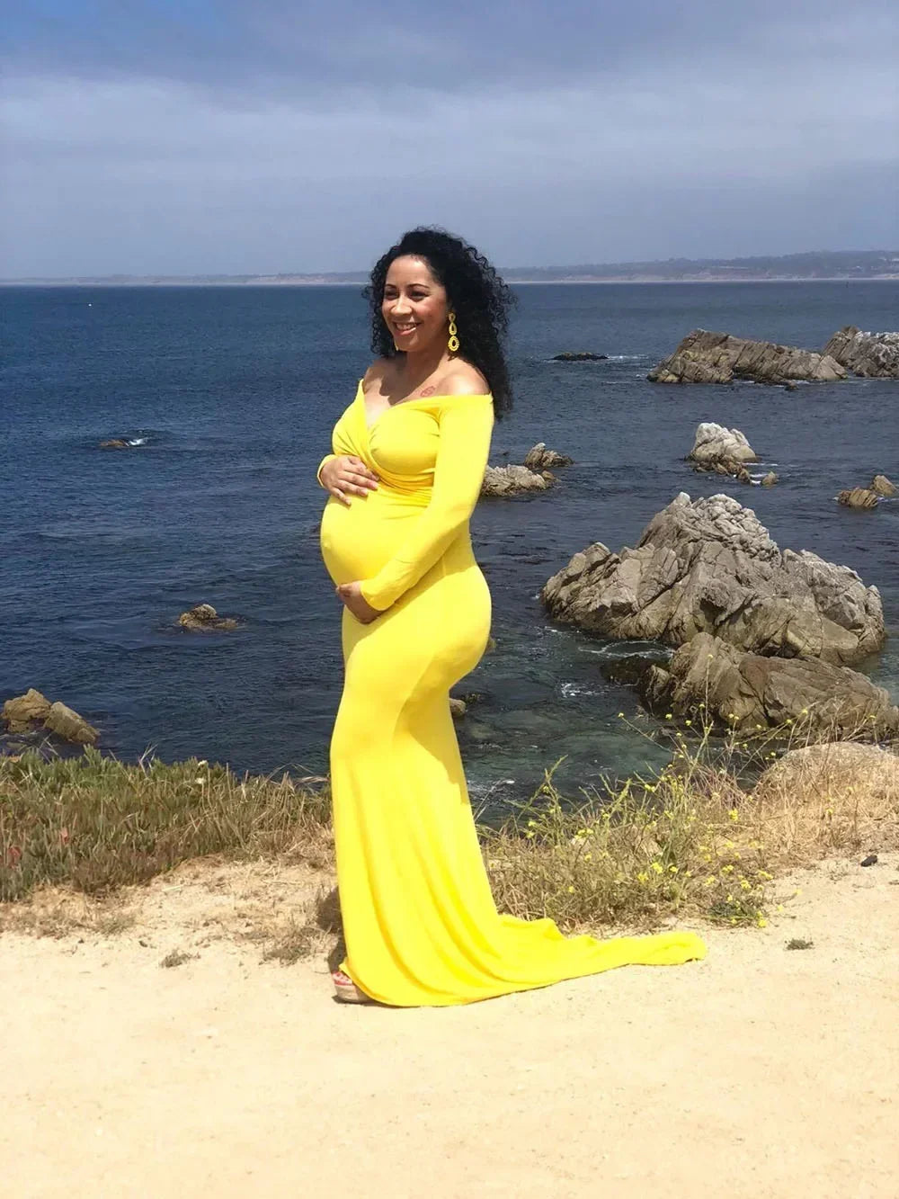 Maxy Long Sleeve Maternity Dress for Photography Props Elegant Pregnancy Clothes Pregnancy Dress Pregnant Photo Shoot Clothing