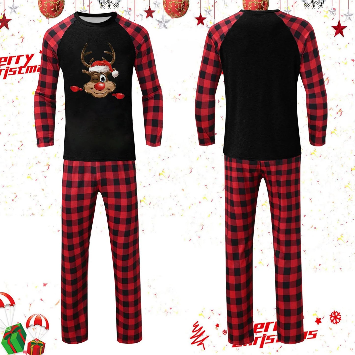 Christmas Family Clothes Max Deer Crew Neck Long Sleeve Mother Father Kids Baby Holiday Pajamas for Family 2024 New Year's Clothes