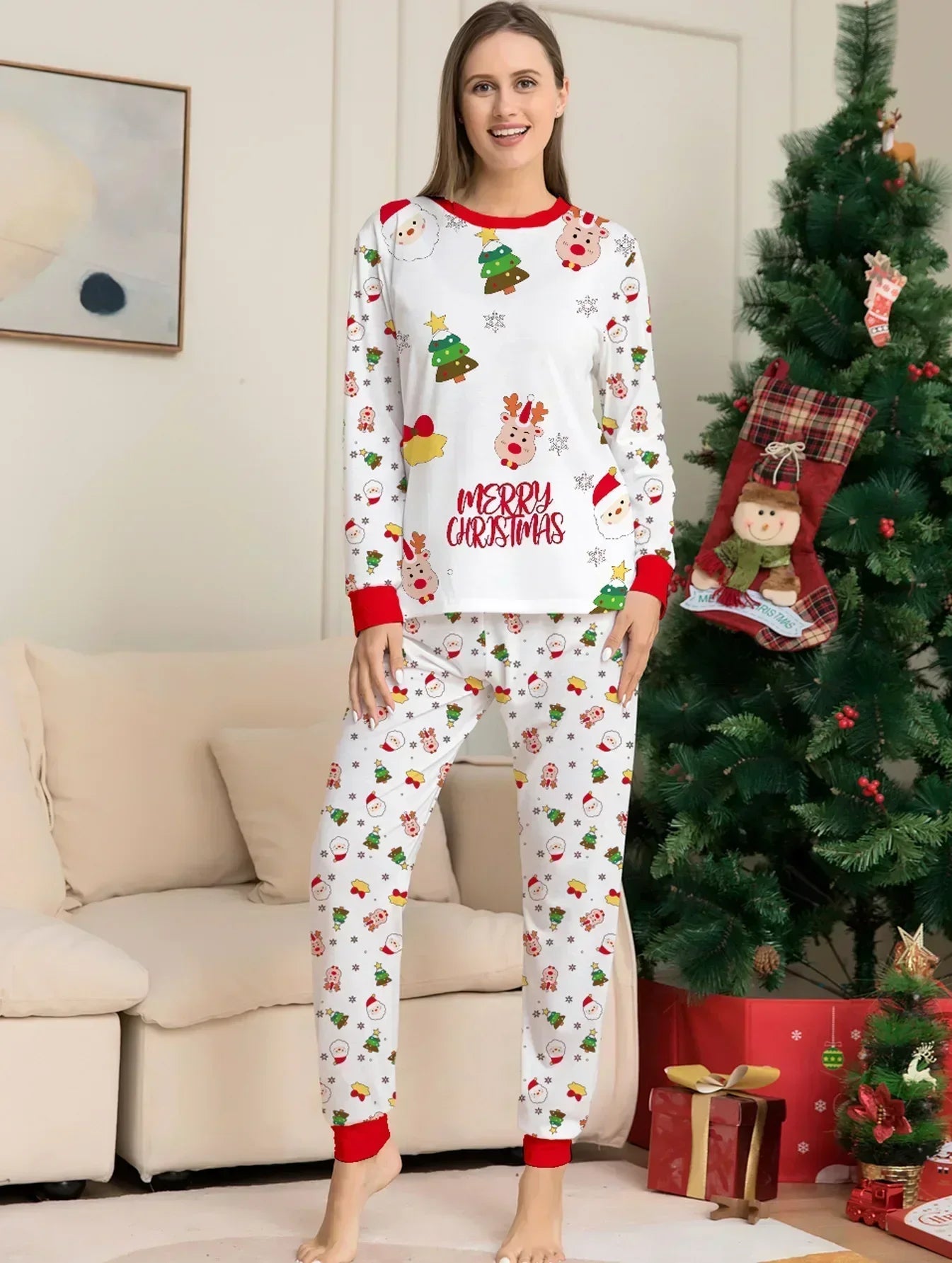 New 2024 Christmas Clothing Set Plaid Print Blank Family Matching Pajamas Baby Romper Pyjamas Casual Soft Sleepwear Xmas Look