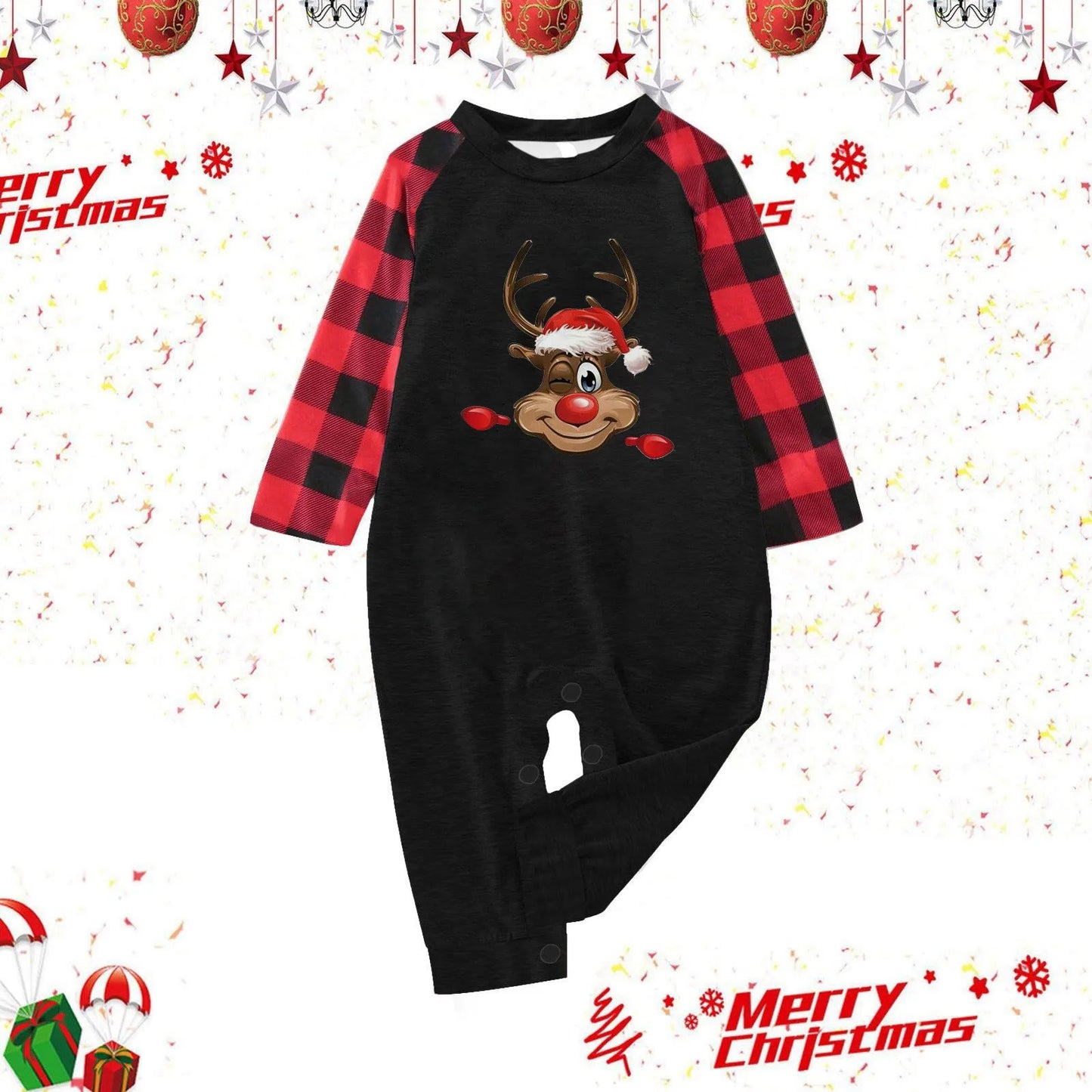 Christmas Family Clothes Max Deer Crew Neck Long Sleeve Mother Father Kids Baby Holiday Pajamas for Family 2024 New Year's Clothes