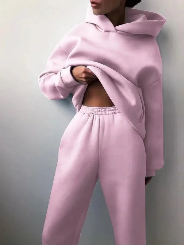 Winter Two Piece Sets Women Tracksuit Oversized Suit 2024 Autumn Trouser Suits Female Sweatshirt Solid Sports Hoodie Sportswear