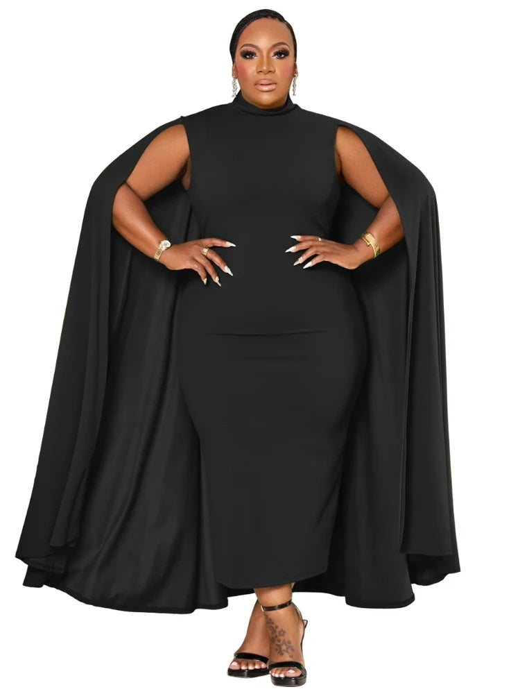 Amay Autumn Women's Party Street Dress Christmas Red Women's Sexy Tight Cloak Shawl Women's Robe African Plus Size 5XL Dresses