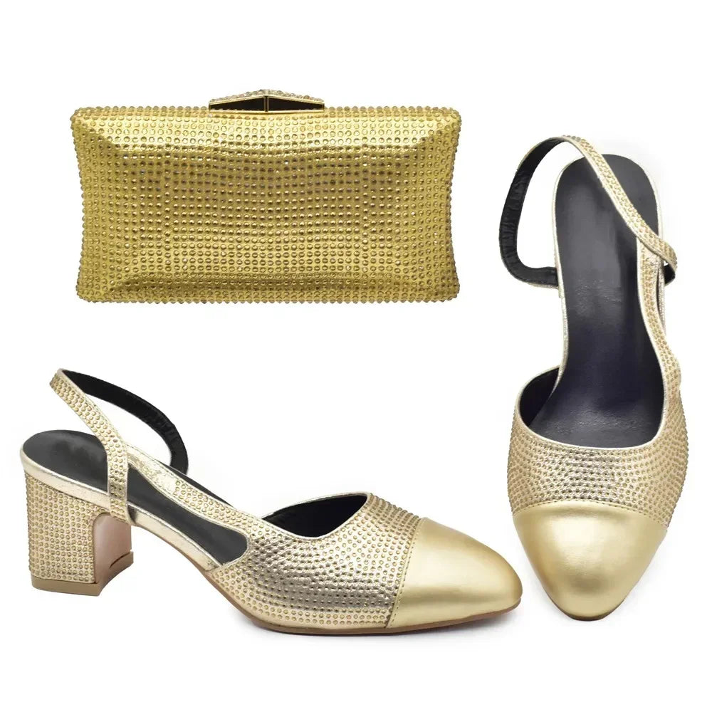 New Design Maxy Shoes and Bag To Match Set African Comfortable Heels Party Shoes and Bag Set for Wedding Plus Size 43