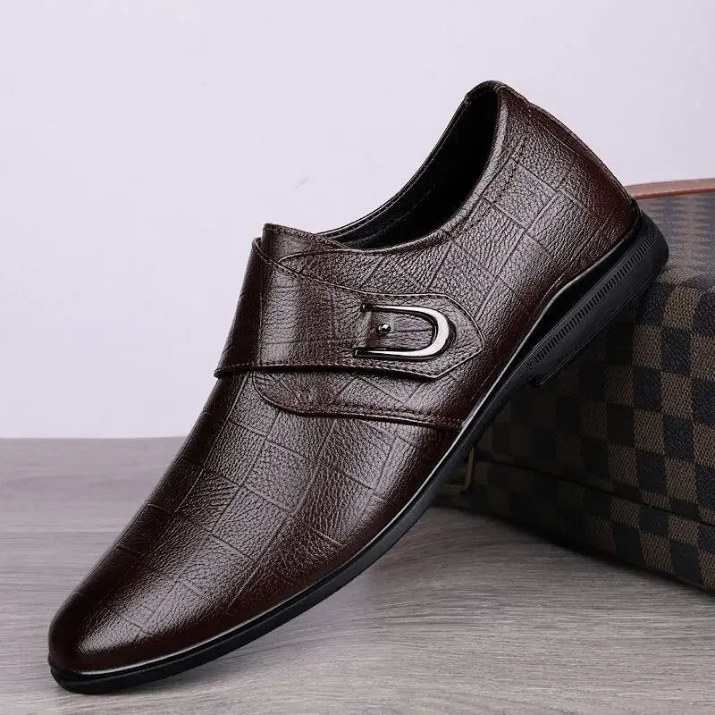 Visco Social Shoe for Men Black Breathable In Summer Brown Dress Shoes Man Clothing High Quality Fashion Style Leather Casual 39