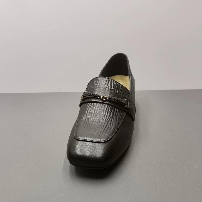 Maxy Retro Woman Shoes All-Match Female Moccasin Loafers With Fur Flats British Style Casual Sneaker Autumn Genuine Leather Slip-on D