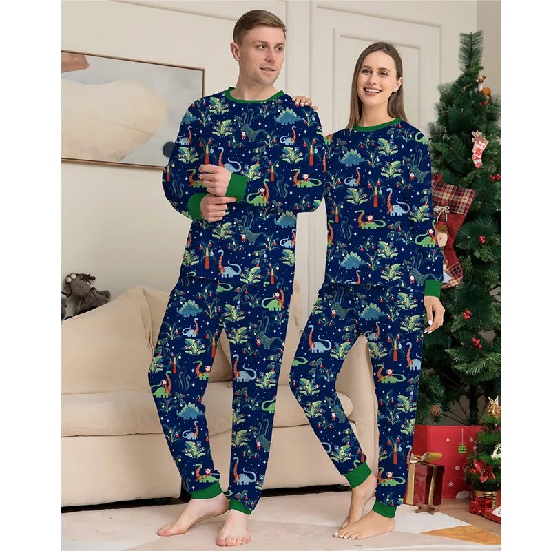 Christmas Max Matching Pajamas Family Outfits 2024 New Year Father Mother Kids Dinosaur Family Look Sleepwear Pyjamas Clothes Sets