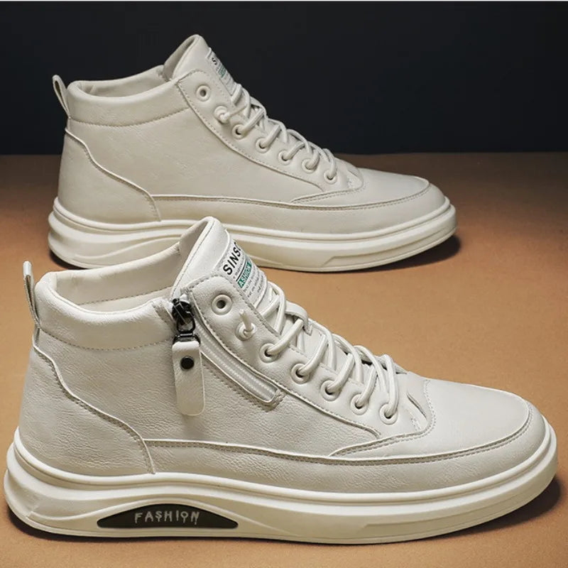 Amay Leather Men's Boots Outdoor Comfor Sneakers Shoes Man Platform Warm Fur Ankle Short Lace Up Boots Fashion Casual Work Shoes Man