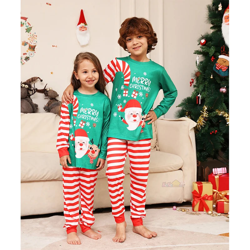 Family Christmas Matching Pajamas Outfits Set 2024 Adult Kids Baby Same Look Tops Pants Xmas Sleepwear Pyjamas Couples Clothes