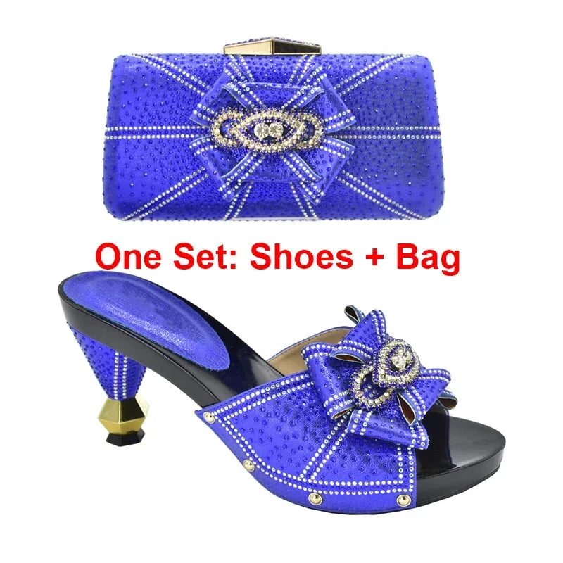 Maxy New Shoes with Matching Bag Set Decorated with Appliques African Shoes and Bags Matching Set Elegant Italian Women Pumps