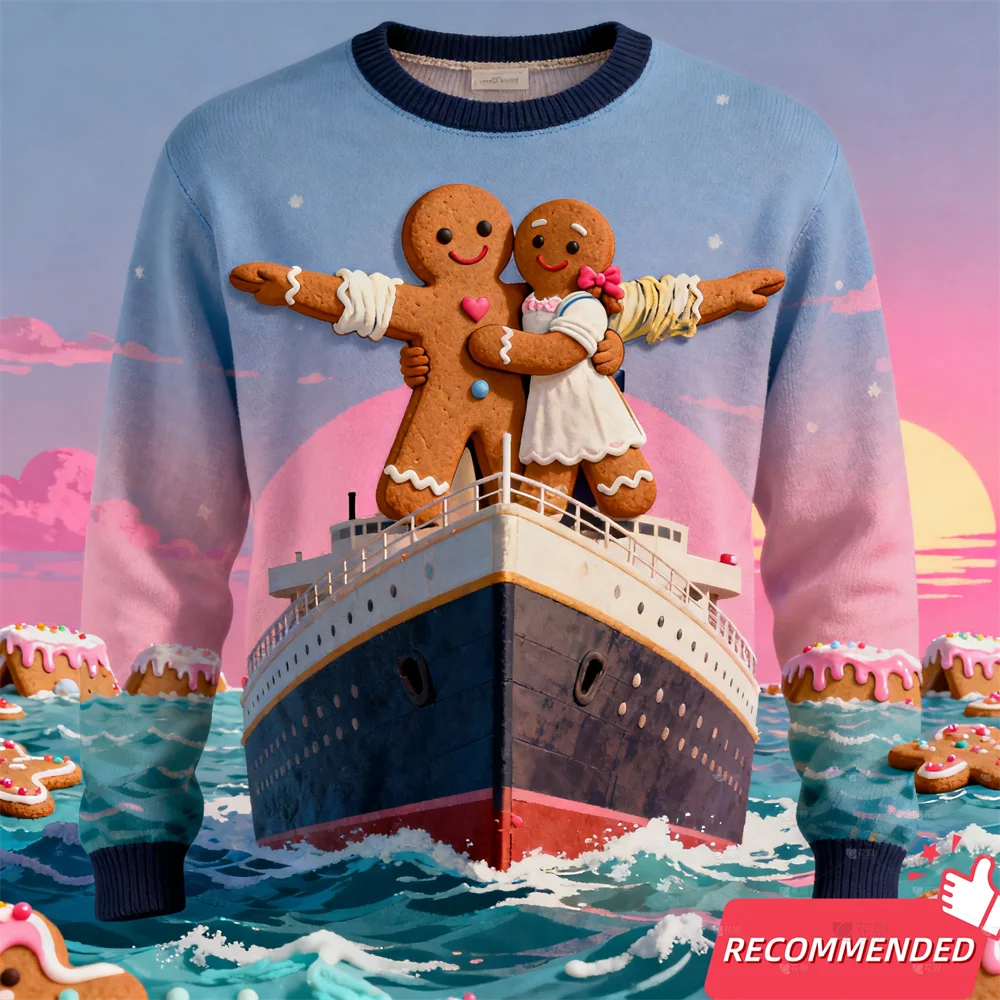 Maxy Funny Gingerbread Man Ugly Christmas Sweater Cartoon Anime Women Men Pullover Y2k Top New Fashion Xmas Sweatshirt Tracksuit