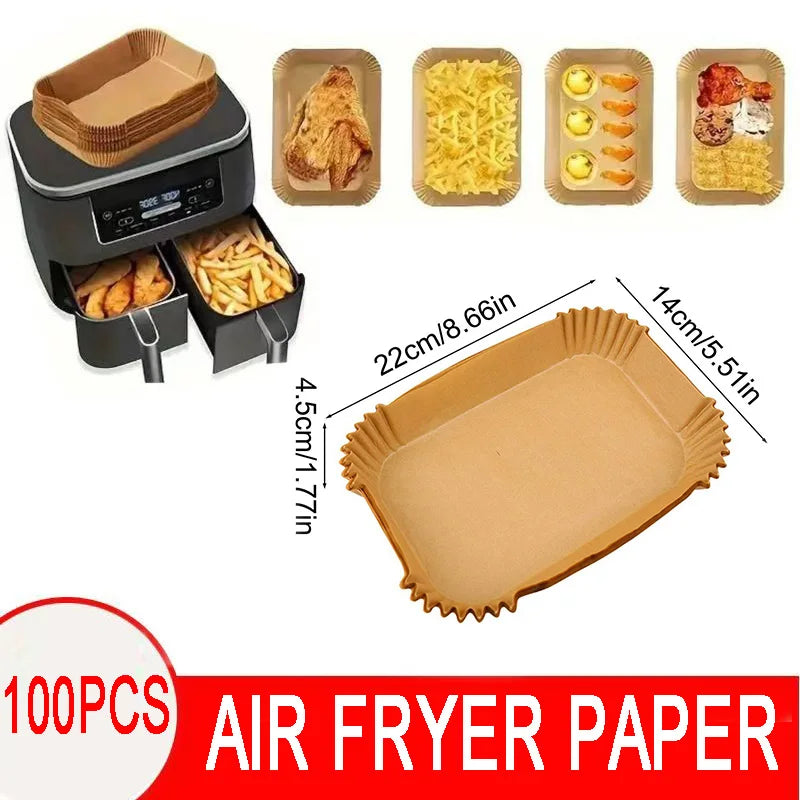 23CM Air Fryer Disposable Baking Paper Liner Non-Stick Mat Steamer Square Round Parchment for Microwave Oven Kitchen Cookers