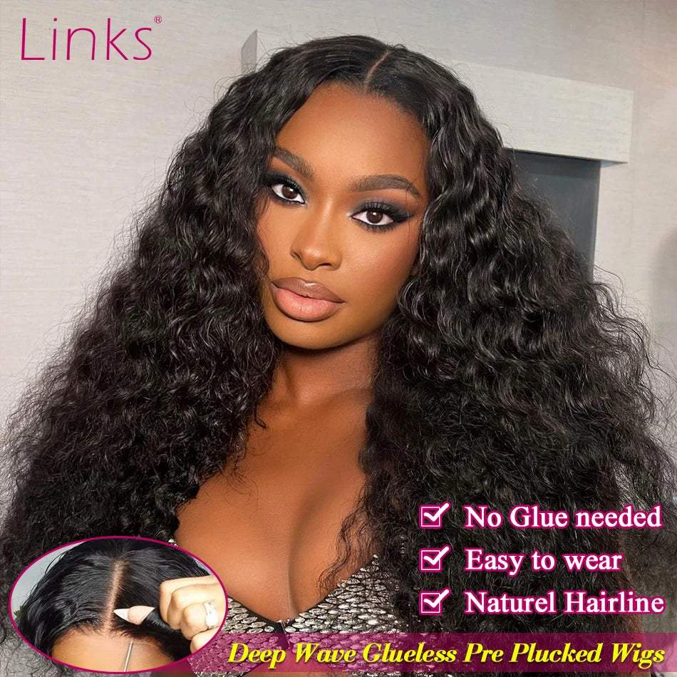 Maxy Deep Wave Glueless Wigs Human Hair Pre Plucked Pre Cut 5x5 4x4 Wigs Curly Lace Wigs Human Hair 250 Density Wet And Wavy