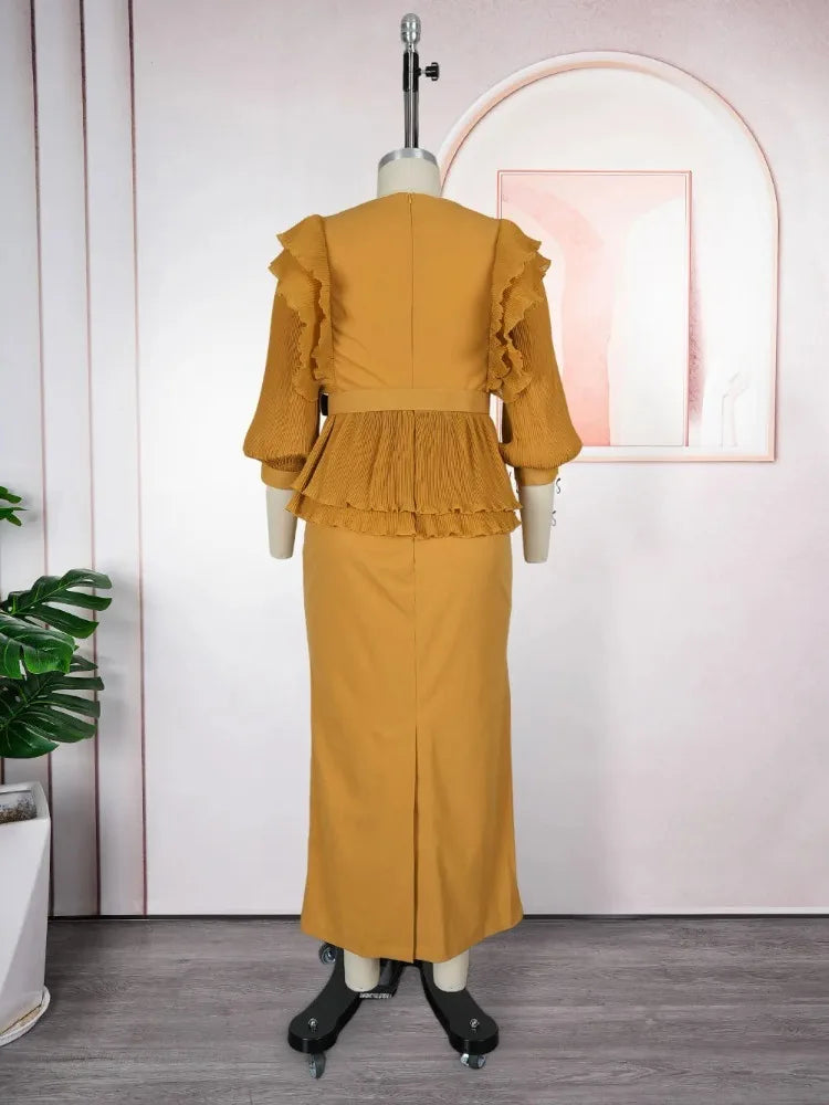 Maxy Elegant plus Size Long Dress Autumn Fashion Turkey Wedding Party Evening Gown for Ladies Women's Clothing