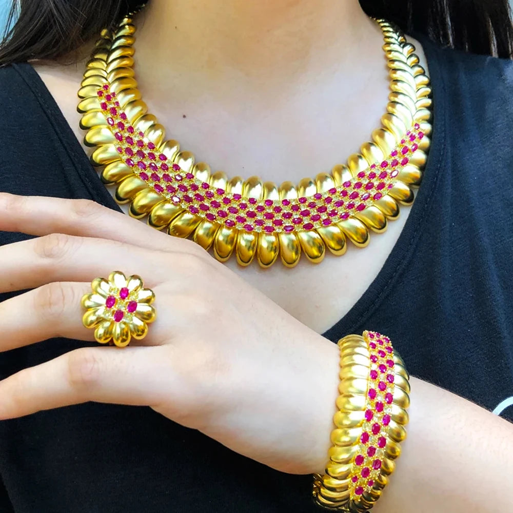 Maxy Famous Brand Bling Sequins Luxury Jewelry Sets For Women Wedding Party Zircon Wedding Bridal Jewelry Set