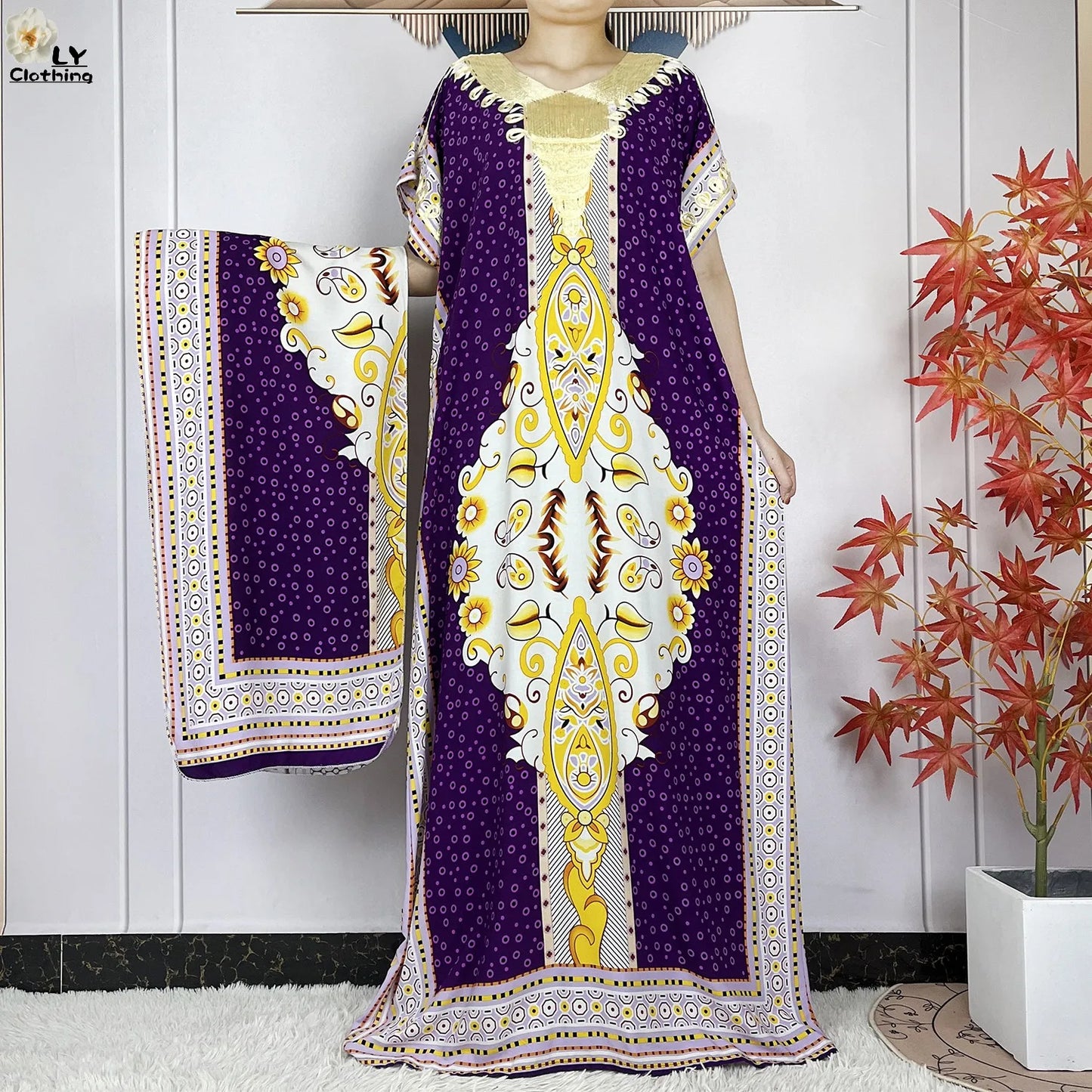 Maxy Summer Short Sleeve Casual Loose Dress New Muslim Women's 100% Cotton African Dashiki Print Maxy Elegant Ladies Dresses
