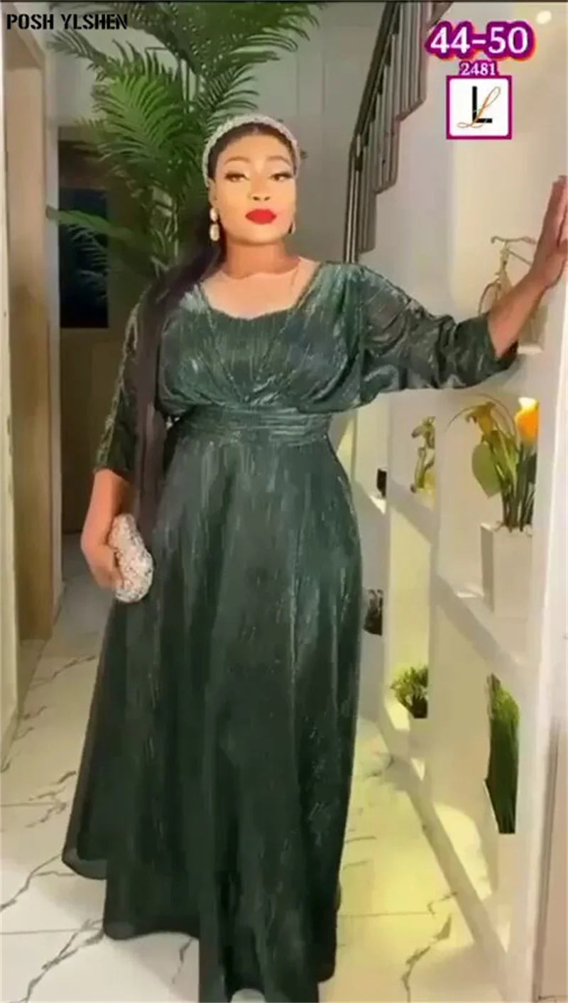Amay Plus Size Evening Dresses for Women African Luxury Glitter Gown Elegant Turkey Wedding Party Long Dress Ankara Ladies Clothing