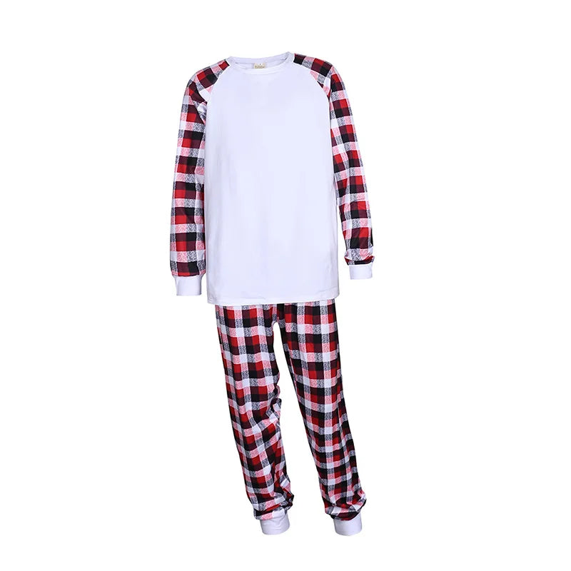 Sublimation Blank Long Tshirts New Year Christmas Parent-child Clothes Christmas Matching Pajamas Mother Father Kids Sleepwear