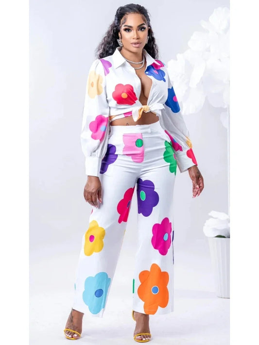 Maxy Two Piece Set Dashiki African Long Sleeve Blouse Tops And Pants Suits Spring Autumn Women Set Sheath Matching Fashion Outfit