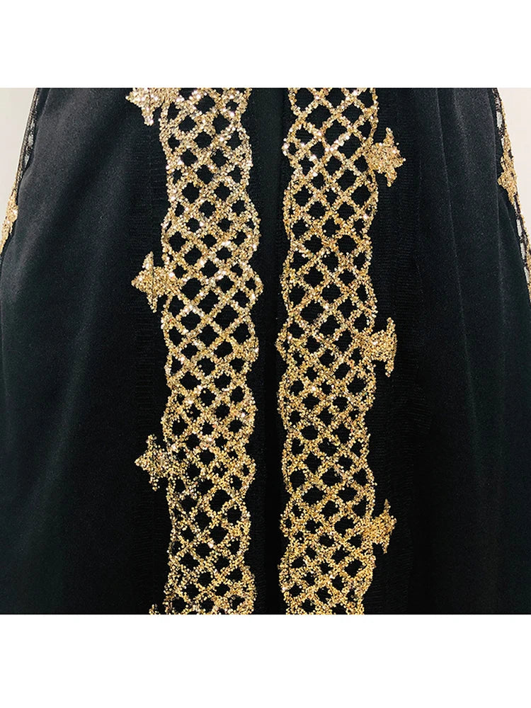 Maxy Two Piece Set Women Black Elegant Dress Summer Vintage Tank Leeveless Cardigan Embroided Floor Length Club Party Dresses